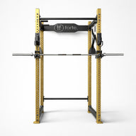 EX-DEMO Power Rack Set up in Gold, with Smith Gliders and Fat grip pullup bar