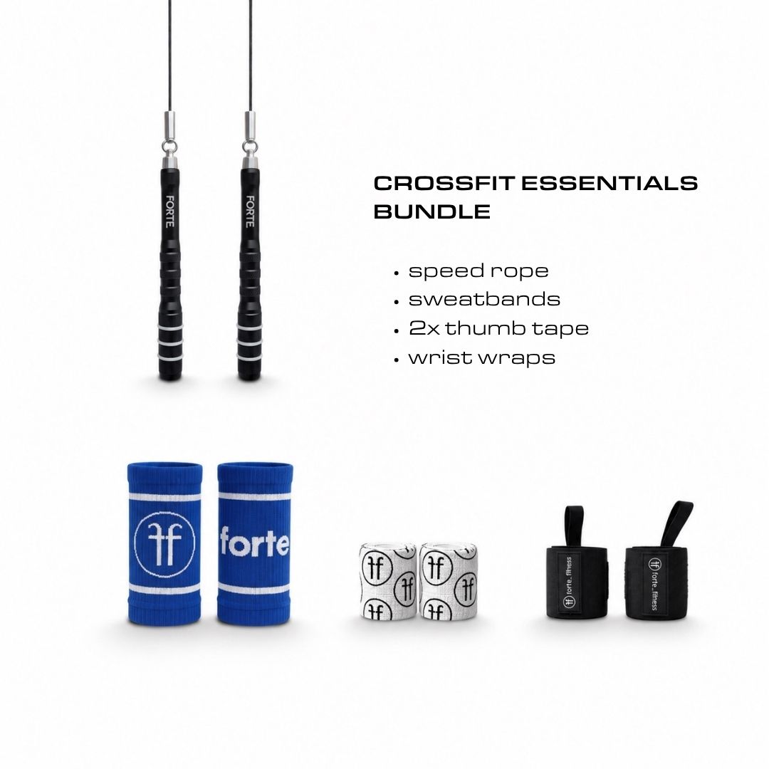 CrossFit Essentials Bundle – Speed Rope, Sweatbands, Thumb Tape & Wrist Wraps